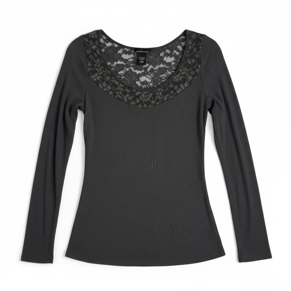 Moda International Charcoal Lace Detail Blouse